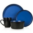 thumbnail image 4 of Stone Lain Albie 16-Piece Modern Dinnerware Set, Ceramic Stoneware, Blue and Black, 4 of 6