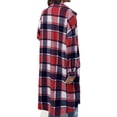thumbnail image 2 of Perfectbot Women's Long Plaid Flannel Jacket, Two Way Zipper Lapel Collar with Pocket and Adjustable Cuffs, 2 of 7