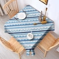thumbnail image 2 of Blue Geometric Stripe Pattern Square Tablecloth,Waterproof Square Table Cover,Wipeable Spillproof Washable Table Cover for Home Kitchen Party Decor 52"x52"(132x132cm), 2 of 6