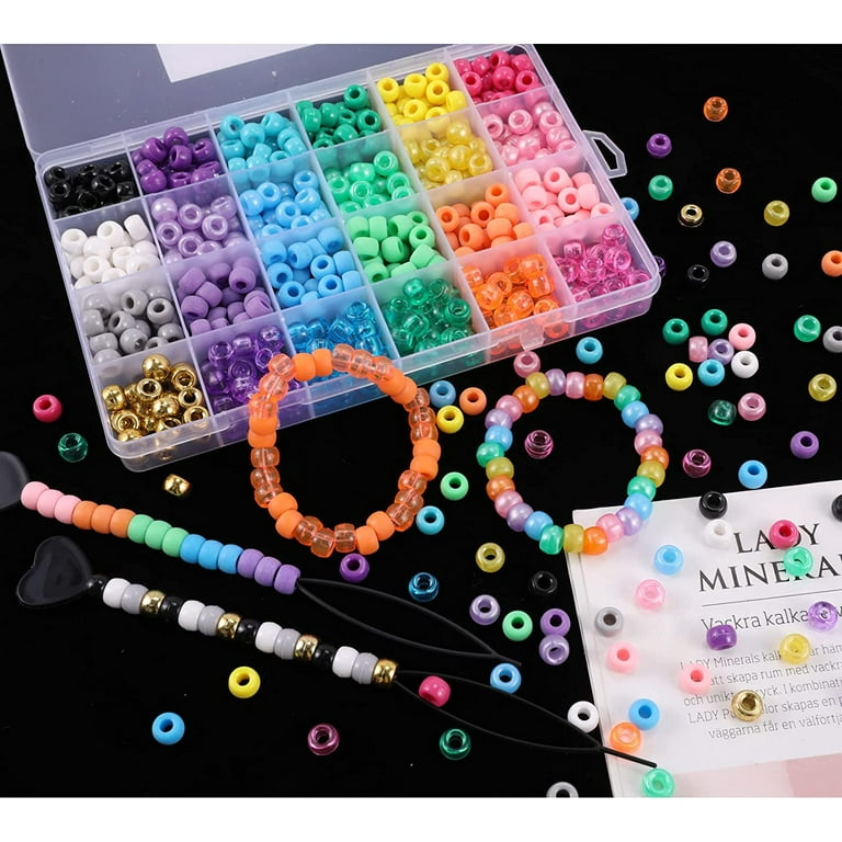  MAKERSLAND 2600+pcs Pony Beads Kit, 18 Colors Rainbow Kandi  Beads Set Jewelry Making Kit, Multicolor Matte Plastic Beads Bulk Hair  Beads for Braids for DIY Craft Friendship Bracelet Necklace Key Chain 