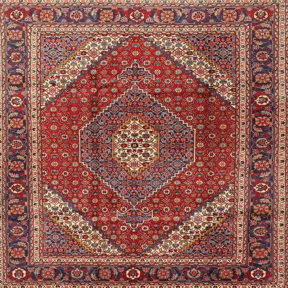 Ahgly Company Indoor Square Traditional Orange Salmon Pink Persian Area Rugs, 3' Square