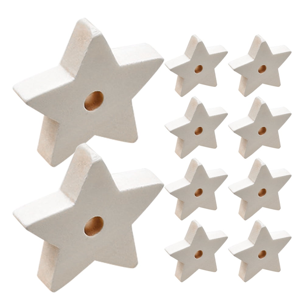 LOLIPPYY 10pcs Hanging Parakeet Toy Wood Star Shaped Decorative Accessory for Parrot