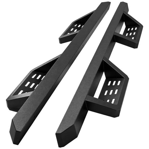 Running Boards SuperCrew Cab Compatible for 2015-2026 Ford F150 & 2017-2026 Ford F250 F350 Super Duty Crew Cab Side Step, Black Textured 2-Tier Steel Drop Down Side Steps