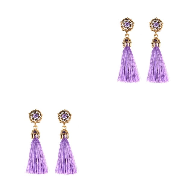 Pendientes largos de borla Qarigey Violeta 2piezas aleación hueco colgantes acogedor para mujeres y niñas