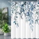 thumbnail image 1 of Blue Eucalyptus Shower Curtain, Watercolor Plant Leaves with Floral Bathroom Shower Curtain Set with Hooks, 72x72, 1 of 4