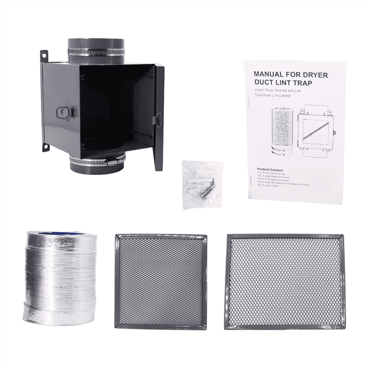 Dryer Duct Lint Trap, Indoor Vent Kit with Hose, Trap for Clothes Dryers - Catcher