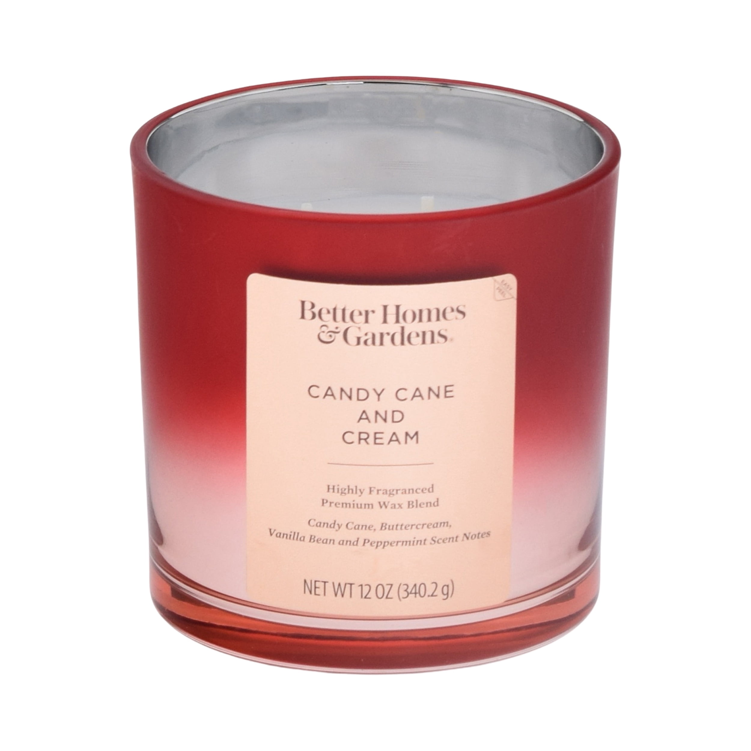 Better Homes & Gardens Candy Cane & Cream Scented 2-Wick Metallic Ombre Jar Candle, 12 oz