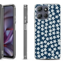 Shockproof Protective Phone Case for Motorola Moto G Play 2026, by OneToughShield - Flower/Blue