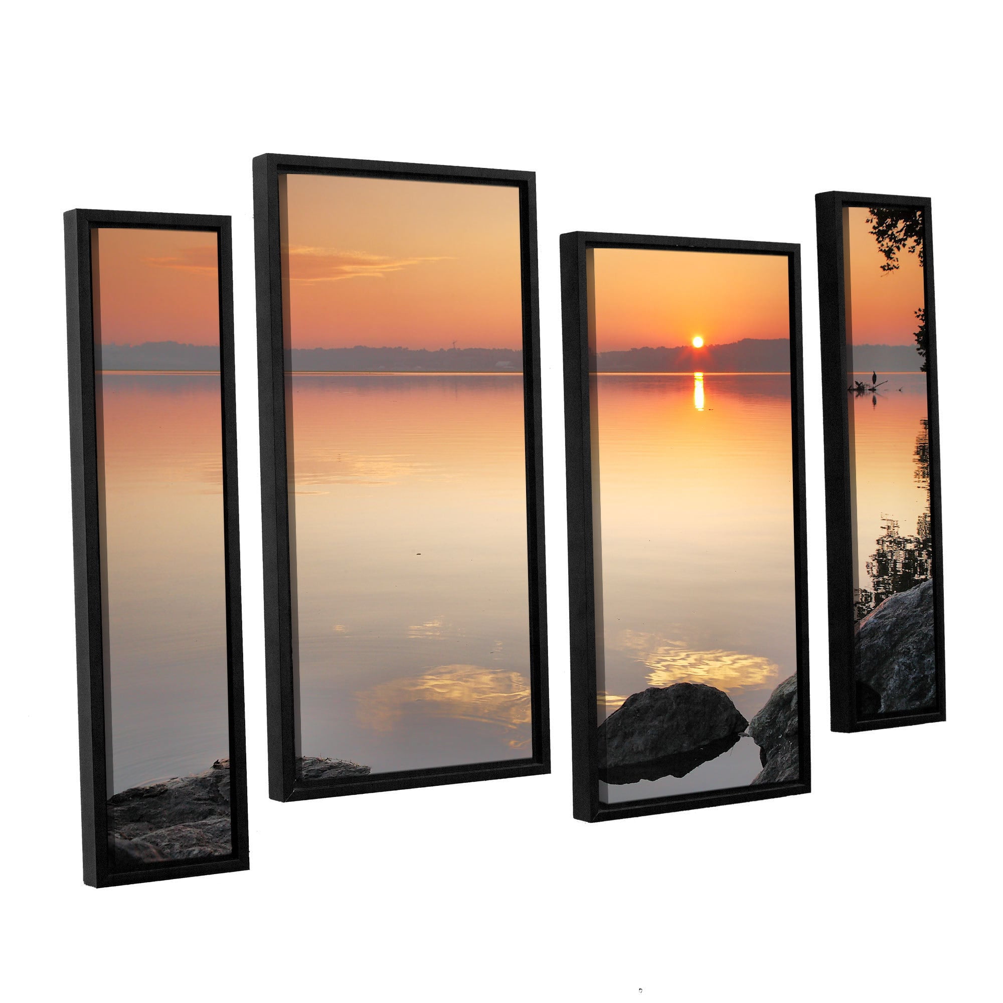 ArtWall Steve Ainsworth "Potomac Sunrise" 4-Piece Floater Framed Canvas Staggered Set