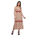 thumbnail image 5 of Moomaya Printed Long Maxi Dress For Women Sleeveless V-Neck Casual Flair Kurta, 5 of 6