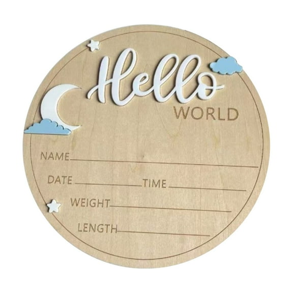 Baby Announcement Sign,Hello World Newborn Sign Wooden Name Sign for Nursery Baby Shower Welcome Sign Newborn Birth Announcement Sign for New Baby Hospital Photo Props