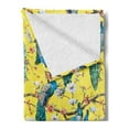 thumbnail image 2 of Colorful Soft Flannel Fleece Throw Blanket, Watercolor Style Peacocks and Long Tails on Flowered Branches, Cozy Plush for Indoor and Outdoor Use, 70" x 90", Pastel Yellow and Multicolor, by Ambesonne, 2 of 5