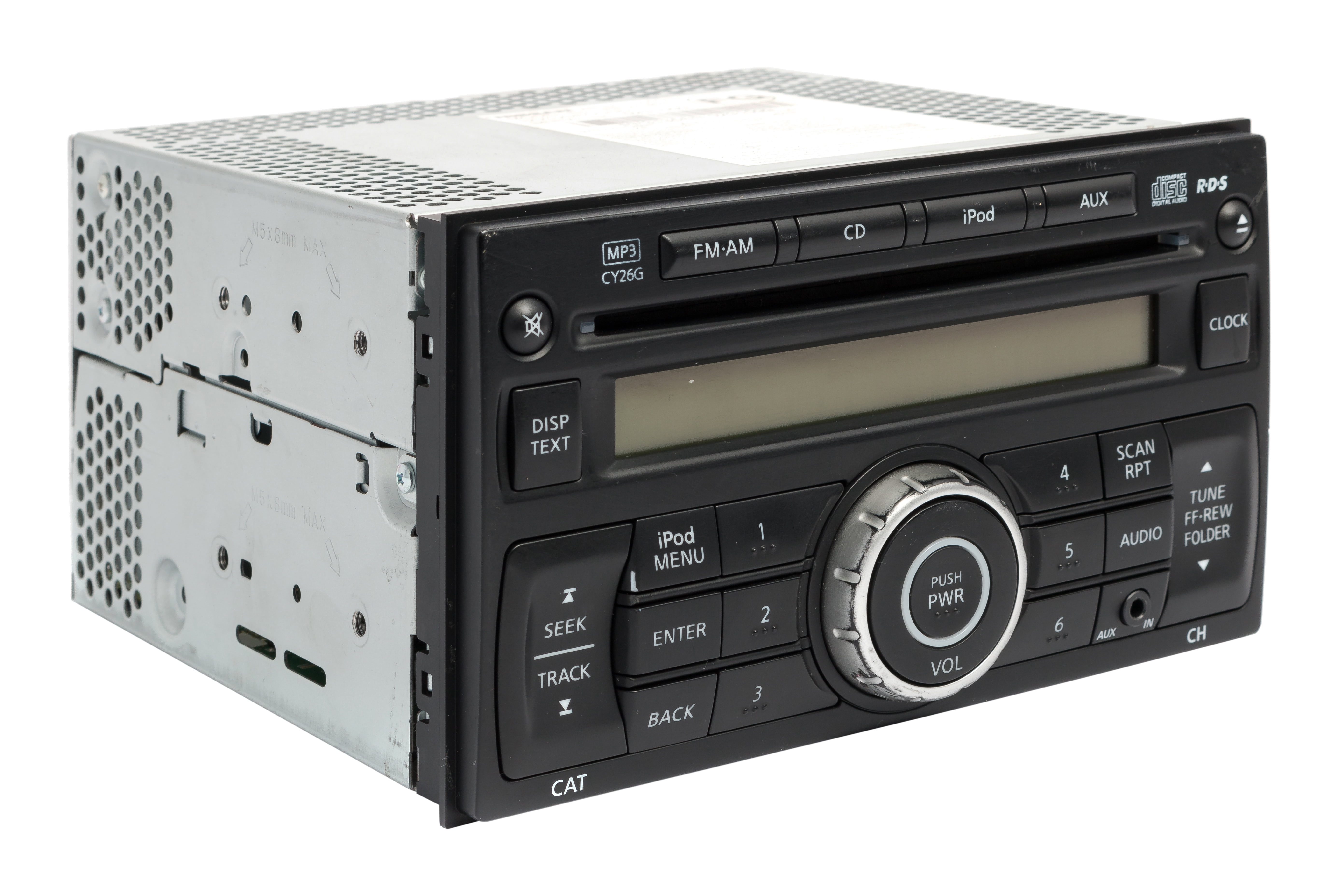 Restored 2011-2015 Nissan Rogue OEM AM FM Single CD Auxiliary Input 281851VK1A Face CY26G (Refurbished)