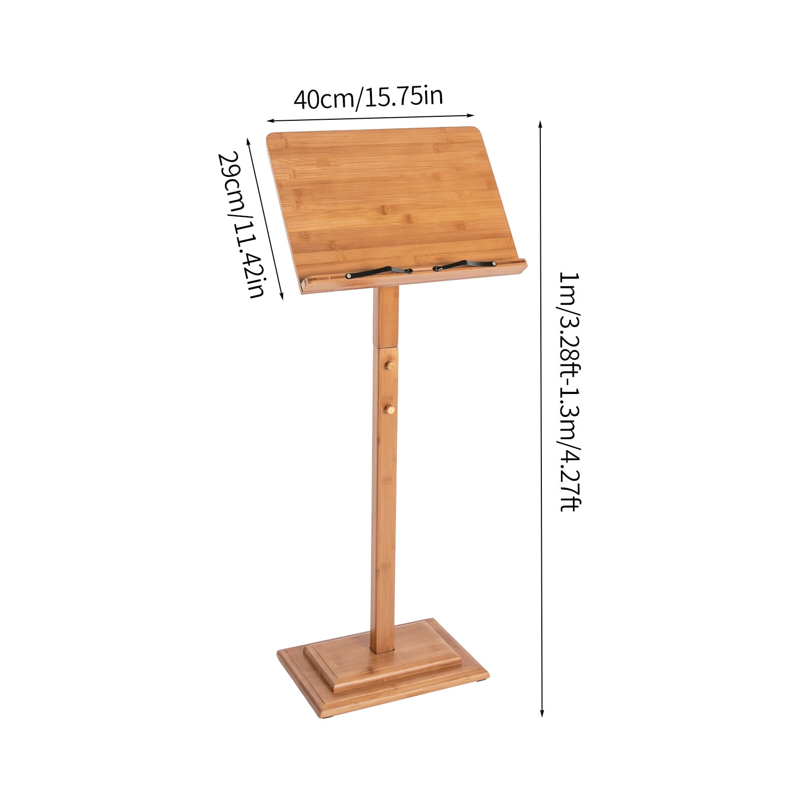 Bamboo Adjustable Music Stand with Phone Holder - Sheet Music & Laptop Stand for Guitar, Violin, Piano