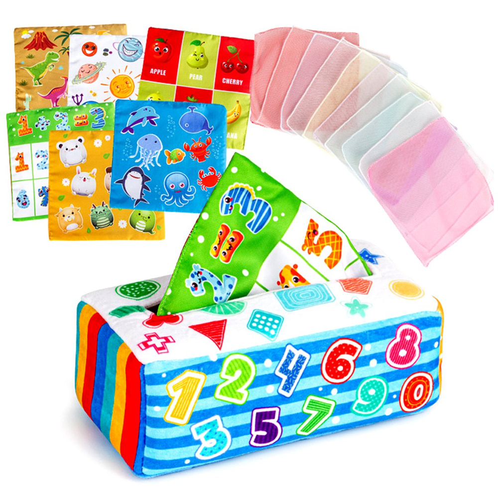 Baby Tissue Box Toy Sensory Crinkle Tissue Box Magic Tissue Box for