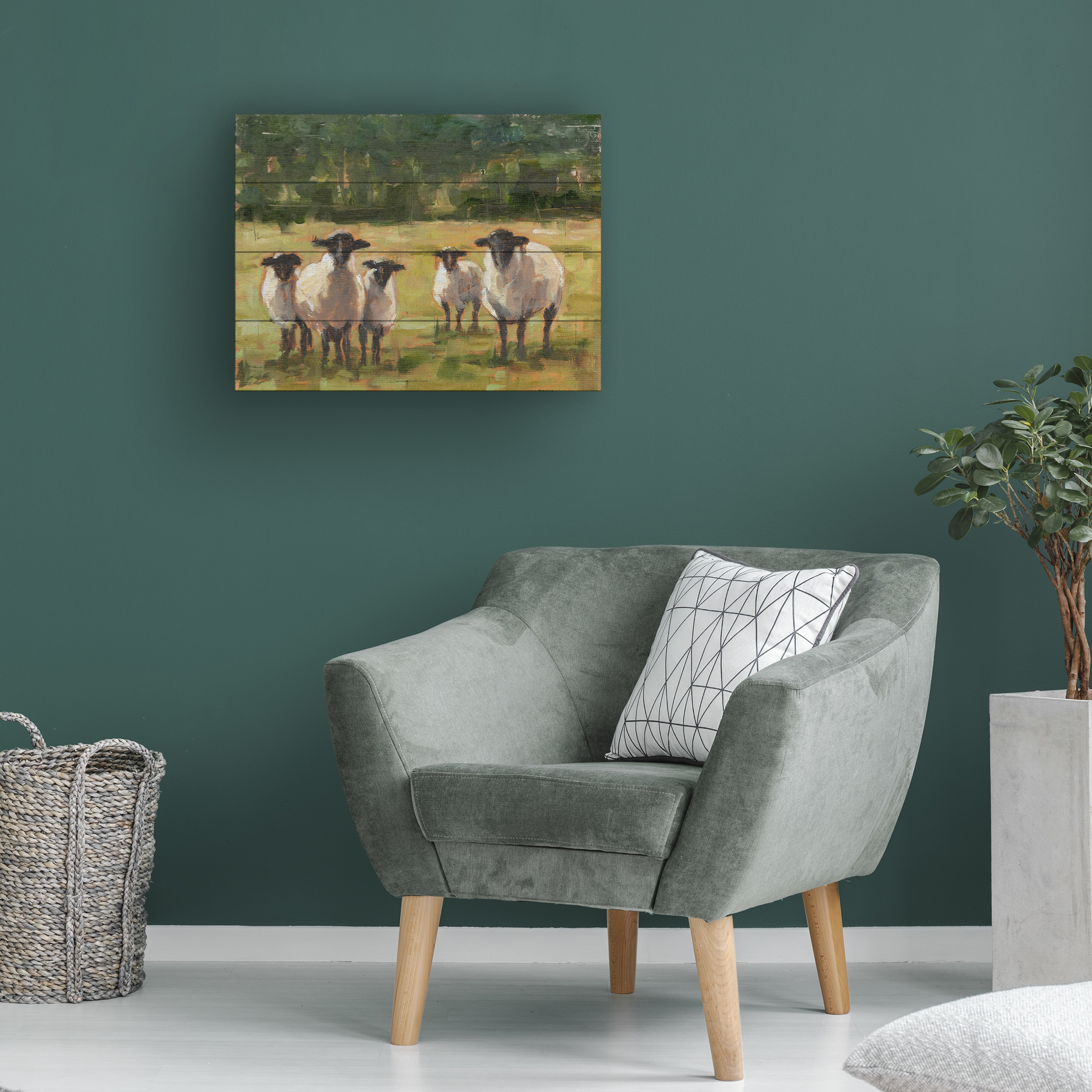 Ethan Harper 'Sheep Family I' Wood Slat Art 12x16