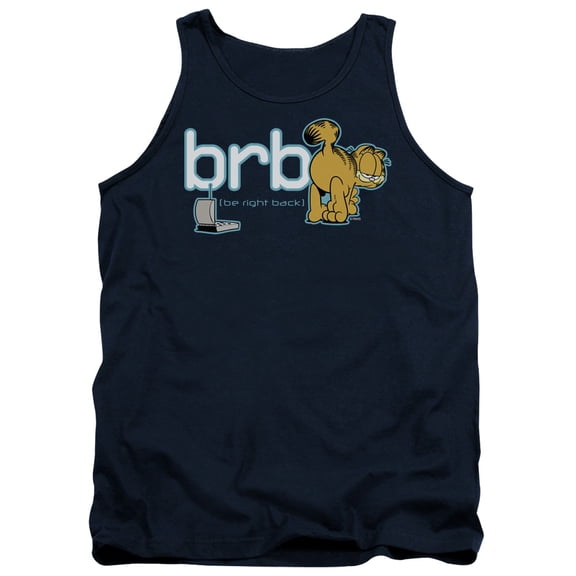 Garfield Be Right Back Adult Tank Top Navy