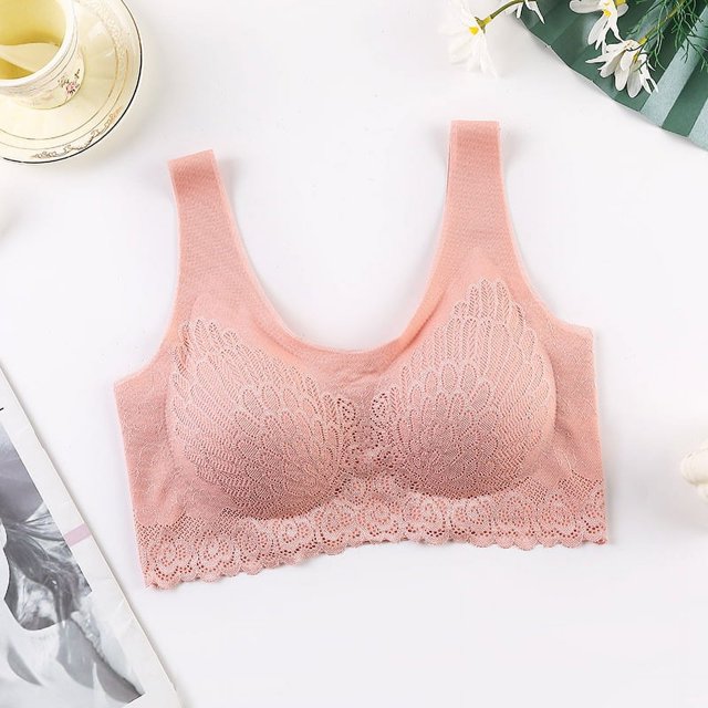 Hermoso sujetador deportivo ajustable sin aros con push-up y pecho pequeño para dormir para mujer