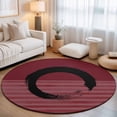 thumbnail image 2 of Round Area Rugs 6Ft, Red Striped Non-Slip Washable Circle Rugs Carpet, Black Geometric Vintage Stripes Ombre Indoor Outdoor Rug Floor Mats Throw Runner for Bedroom Living Room Bathroom, 2 of 8