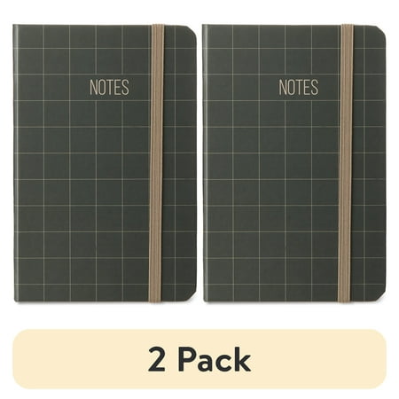 (2 pack) Pen+Gear Taupe Small Journal with Elastic Closure, 3.75" x 5.75", 80 Ruled Pages