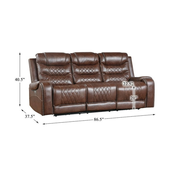 Lexicon Putnam Double Reclining Sofa with Drop-Down Cup Holders in Brown