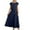 Navy, variant on Cotton Linen Dresses for Women Elastic Waist Drawstring A-Line Dress Crewneck Cap Sleeve Dress