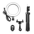 thumbnail image 4 of Amdohai 16cm/ 6inch LED Video Ring Light Lamp Dimmable 3 Modes USB Powered with Ballhead Adapter Phone Holder 110cm Tripod Stand Wireless Remote Shutter for Live Streaming Selfie Facial Makeup, 4 of 7