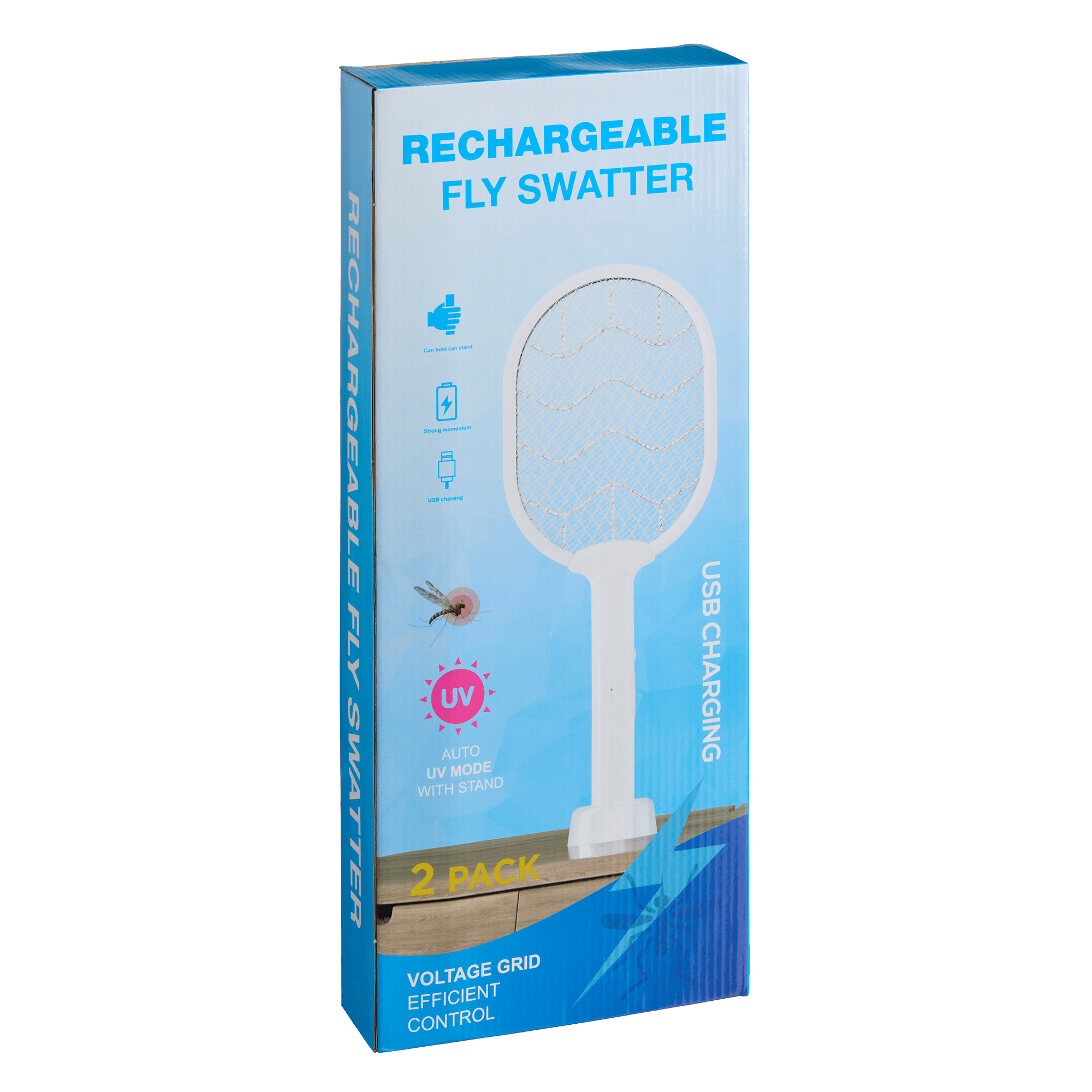2-Pack: Ermek USB Rechargeable Fly Zapper Racquet