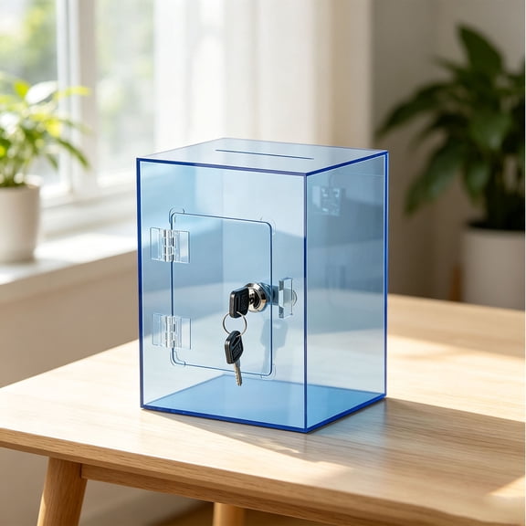 Lockable Clear Piggy Bank, Large Acrylic Savings Box with Key, Rectangular Coin Bank for Cash, Perfect Holiday Gift for and Adults