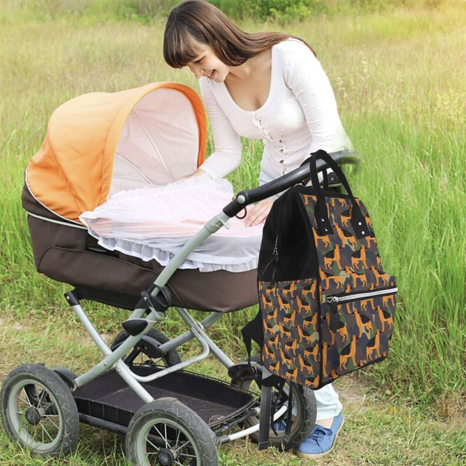 Kdxio Baby Diaper Backpack,Multi-Function Travel Backpack Nappy Bags,Nursing Bag, Fashion Mummy,Roomy Waterproof for Baby Care(German Shepherd Dog)