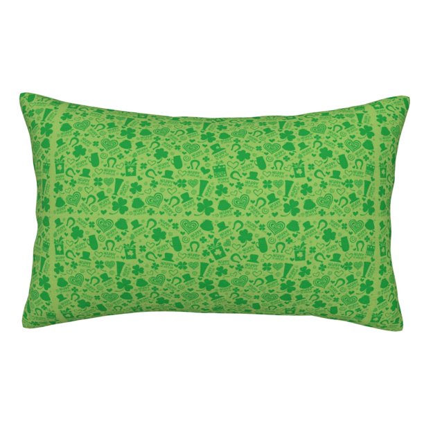Fotbe St Patrick's Day Funda de Almohada Decorativa Estilo Occidental, Lujo en Algodón, Fundas para Almohadas King, Cojín Estampado para Decoración del Hogar-14"x20"