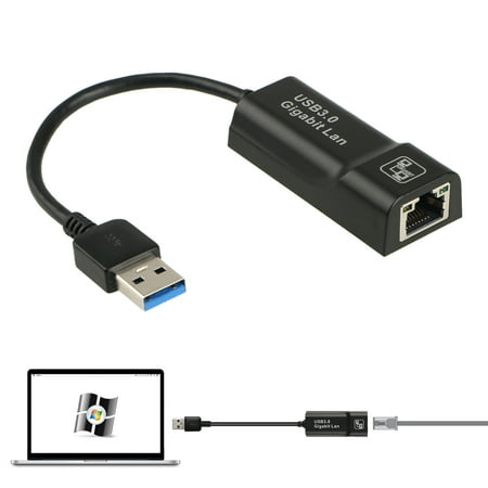 USB 3.0 to RJ45 Gigabit Ethernet LAN Network Adapter Card 10/100/1000 Mbps Black