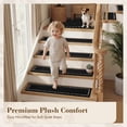 thumbnail image 4 of SIXHOME Non-Slip Carpet Stair Treads for Wooden Steps Plush Washable Stair Mats Indoor Peel and Stick Reusable Adhesive Stair Rugs 31"x31" Black Stair Landing Mats, 4 of 6