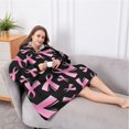 thumbnail image 5 of Oversized Wearable Blanket Hoodie,Pink Breast Cancer Sherpa Blanket Hoodie with Super Pockets,Super Warm Fuzzy Pullover for Women & Men, 5 of 6
