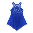 thumbnail image 3 of Venjoe Kids Girls Sequined Ballet Lyrical Dance Dress Leotard  Asymmetrical Dancewear Costume Royal Blue 8, 3 of 7