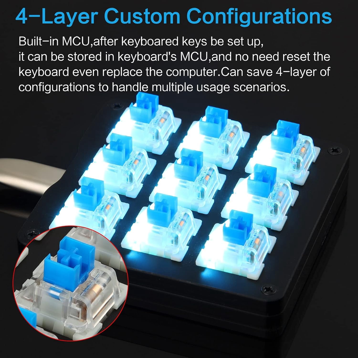 Mechanical Numpad Macro Keyboard, 9-Key Numeric Keypad LED Backlit Gaming Keyboard, Fully Programmable Number Pad Keyboard, Computer High Ground Mechanical Macro Number Keypad