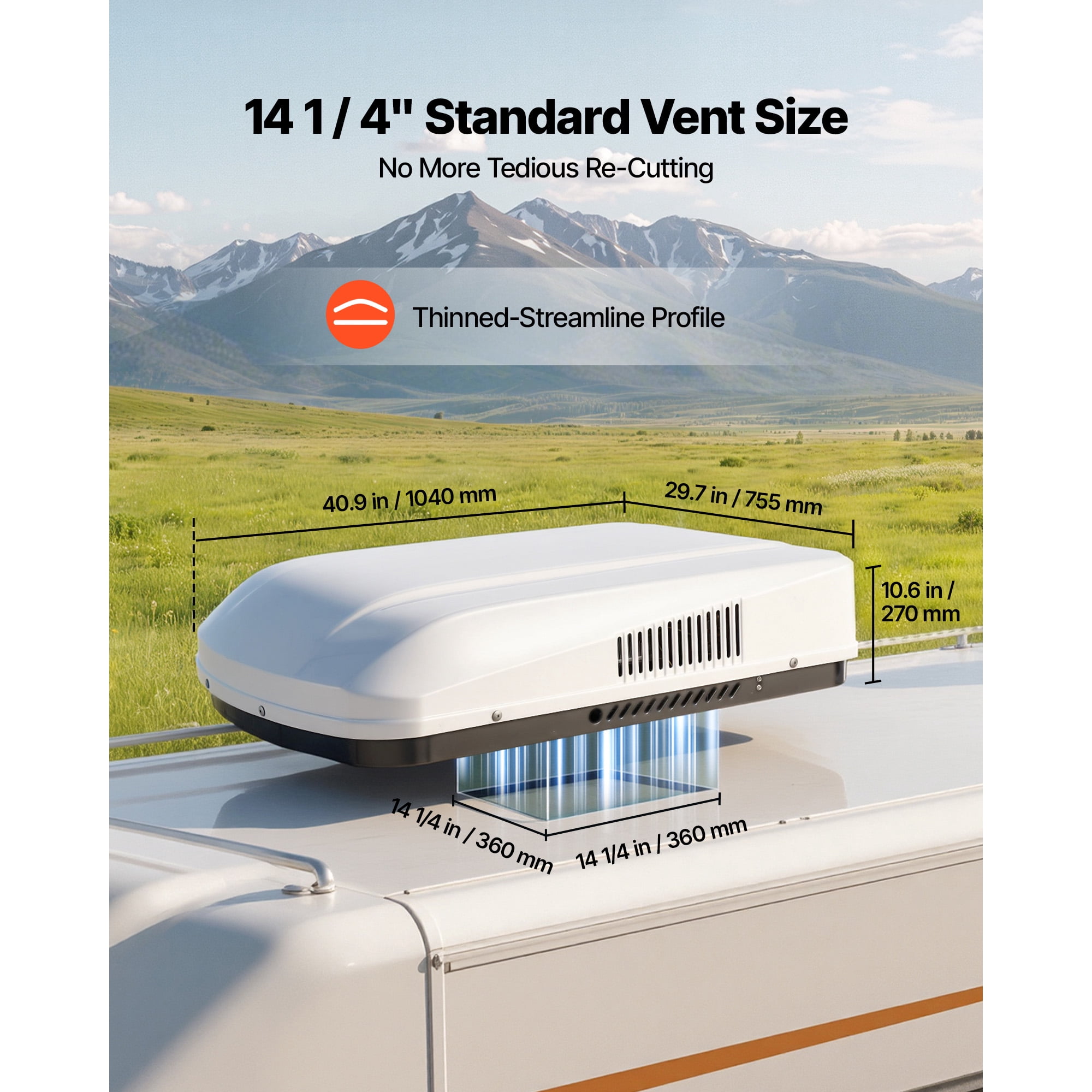KFFKFF RV Air Conditioner, 15000 BTU Rooftop AC Unit, 120V Ducted System with Heat Pump & Cooling, Adjustable Speed, Simple Installation, Quiet Operation, Includes ADB Button and Remote Control,White
