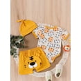 thumbnail image 5 of Suealasg 2Pcs Baby Boy Clothes Short Sleeve Tiger Print Romper + Shorts +Hat Set 3 6 9 12 18 Months Infant Boys Summer Outfits, 5 of 9