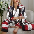 thumbnail image 6 of Uemuo Vintage Baseball American Flag Pattern Womens Pajama Sets,PJ Set for Women,Pajamas for Women Logo,Long Sleeve Pajama Set for Women,Soft Long Sleeve Top With Pants-Large, 6 of 7