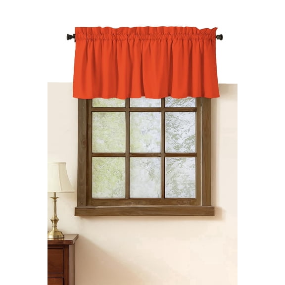 Native Fab Set of 2 Valance Curtains for Windows 54"x18" for Living Room Bedroom Kitchen Windows Bathroom, Farmhouse Vintage Curtain Valances Rod Pocket - Orange