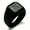 Black, variant on Stainless Steel Letter A Initial Floral Box Monogram Engraved Engraved Square Flat Top Biker Style Polished Signet Ring