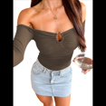 thumbnail image 3 of Tops de Larga con Hombros Descubiertos para Mujer, Ideales para Salir, Clubs de Moda de Otoño Y2K, Conciertos de Marrón S, 3 of 8