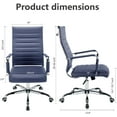 thumbnail image 2 of Office Desk Chair Leather, Conference Room Chairs with Wheels, Executive Modern High Back Ergonomic Swivel Rolling Ribbed Computer Chair, 2 of 13