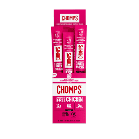 Chomps Antibiotic Free Nashville Hot Chicken Sticks (24 Count)