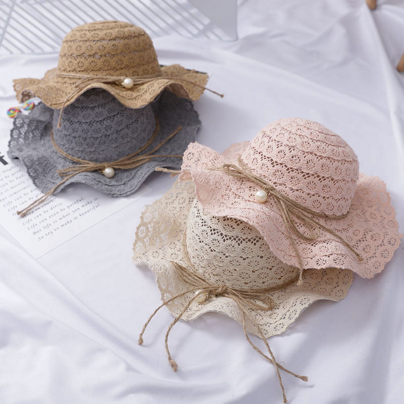 Chapeau De Paille Fille Avec Nœud - Protection Solaire Plage été - Taille 48 à 54cm