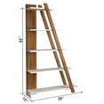 thumbnail image 4 of Casamudo Modern Ladder Shelf, Wood Leaning Bookshelf, White Triangle Shelves, 4 of 7