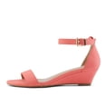 thumbnail image 3 of Dream Pairs Women Low Wedge Heel Sandals Open Toe Ankle Strap Buckle Lady Work Casual Shoes INGRID CORAL/NUBUCK Size 7, 3 of 4