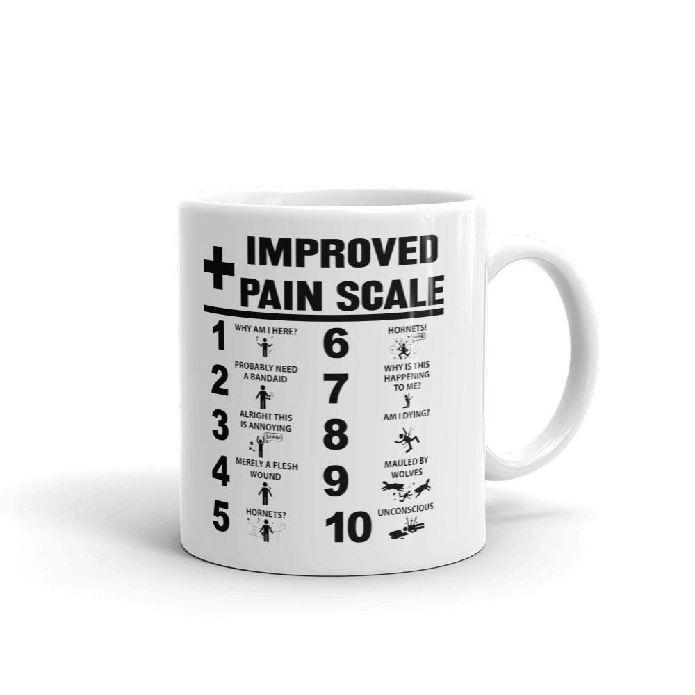 Nurse Improved Pain Scale Funny Coffee Tea Ceramic Mug Office Work Cup