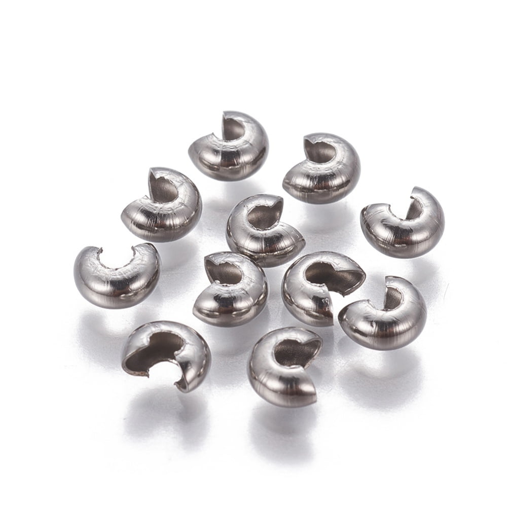 Craftdady 200Pcs Stainless Steel Crimp Bead Covers Metal Half Round Open  Clamp Knot Cover Terminator End Tips 9mm Diameter for Bracelet Necklace