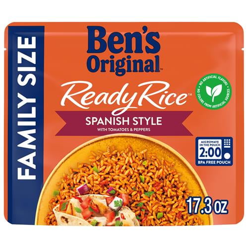 Bens Original Ready Rice Spanish Family Size, Easy Dinner Side, 17.3 Oz Pouch - Pack of 2